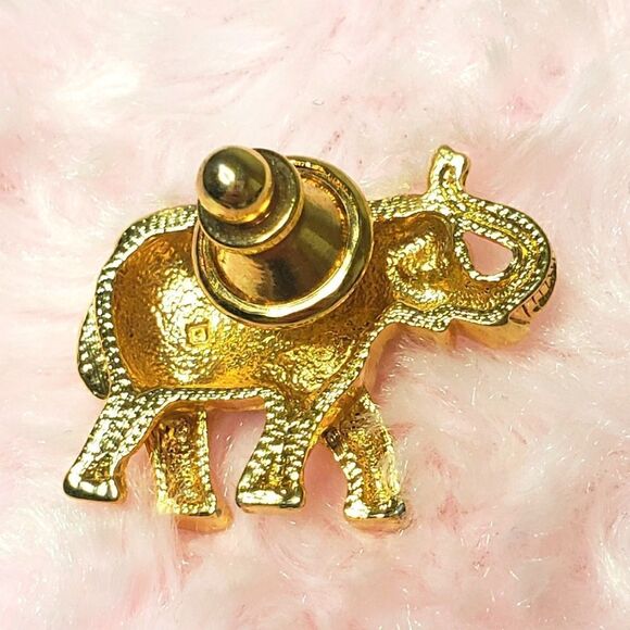 Vintage Mid Century Elephant Gold & Red W/ Rhinestone Avon - 010 - Picture 2 of 5
